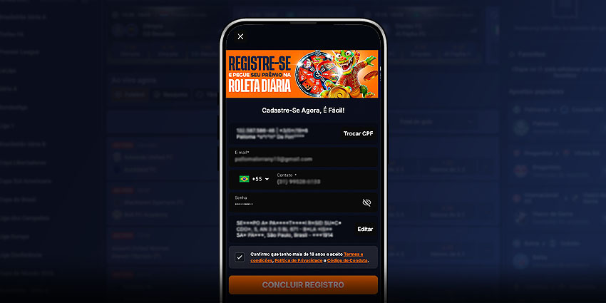 Cadastro Apostou.bet passo 2: Preencha seus dados pessoais