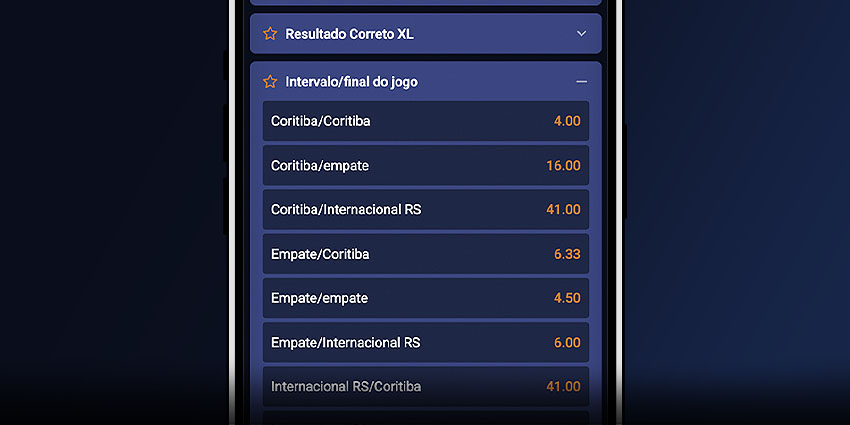 Mercado de apostas Intervalo/Final do Jogo na plataforma regulada apostou.bet.br.